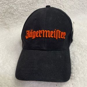 Jagermeister Black Strap Back Baseball Cap. Embroidered Logo Hat. New With Tag